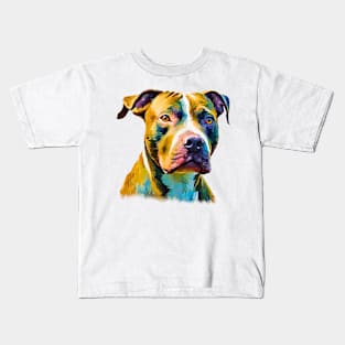 Pitbull Terrier Impressionism Kids T-Shirt